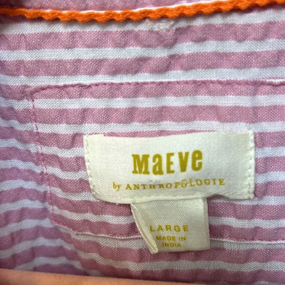 Anthropologie Maeve Pink Seersucker
Embroidered orange Bishop Sleeve, size large - Picture 5 of 13